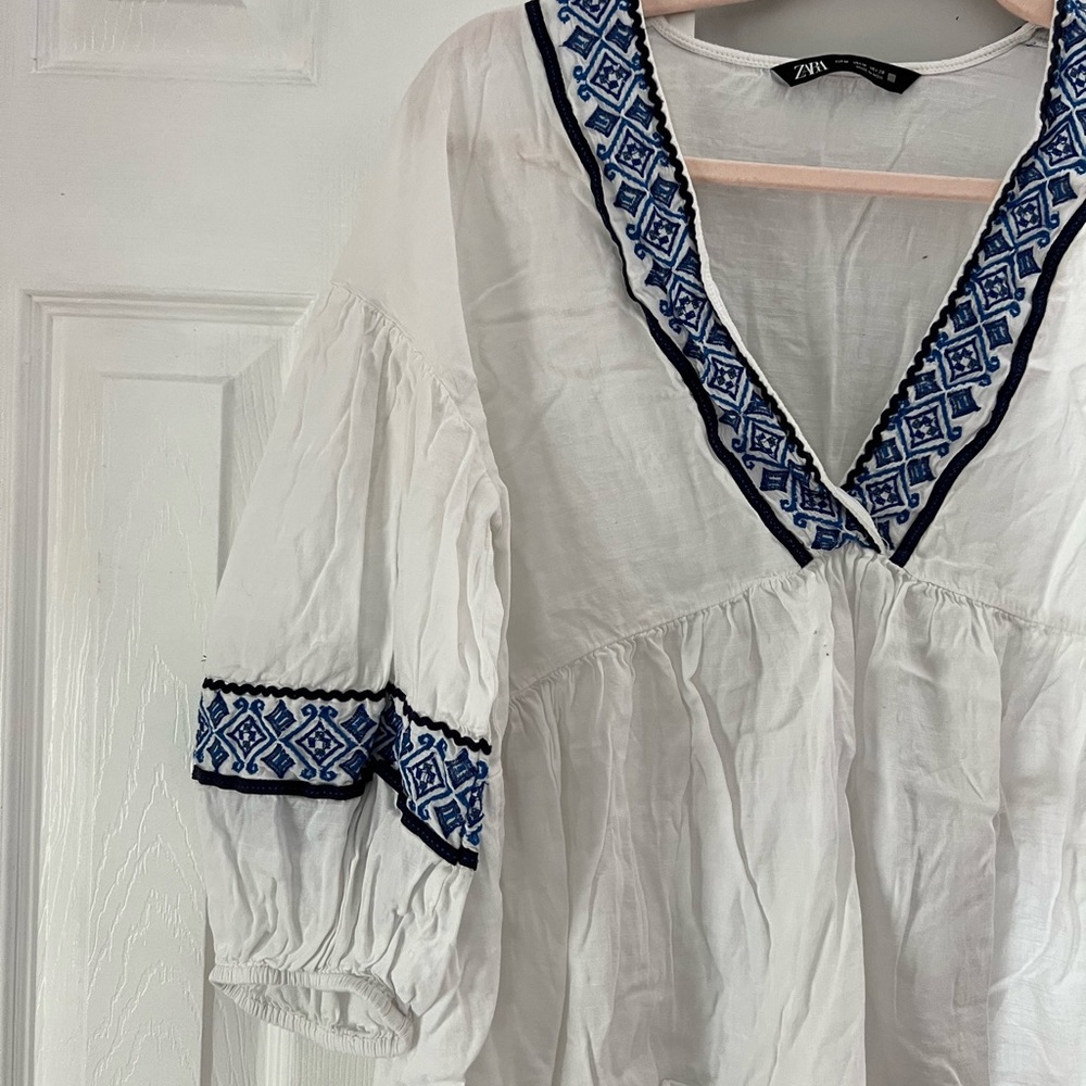 Zara Embroidered Peasant Blouse - Picture 2 of 2